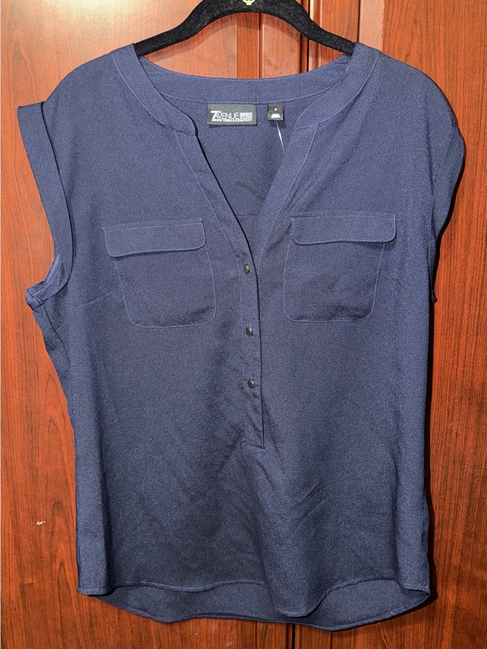 7th Avenue Navy Sleeveless Blouse